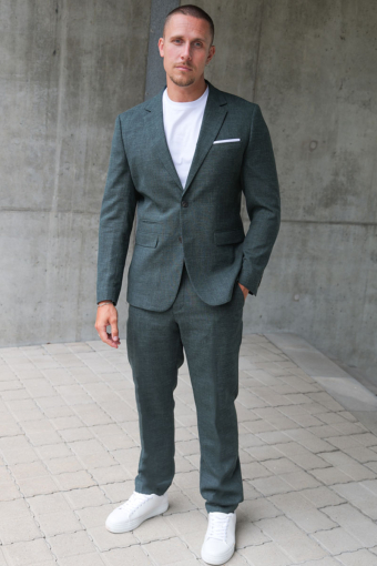 Slim Oasis Linen Pants Dark Green