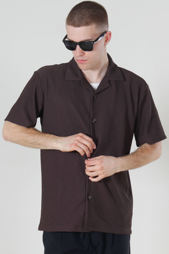 Relax Plisse Resort SS Shirt Chocolate Brown