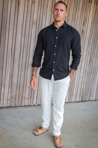 Caiden LS Linen Shirt Black