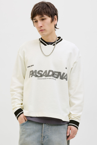 Horizon Sports Print Sweat LS V-neck Cloud Dancer