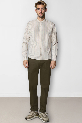 Ran Mao Shirt L/S Light beige stripe