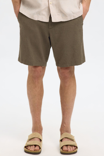 Regular Brody Linen Shorts Forest Night