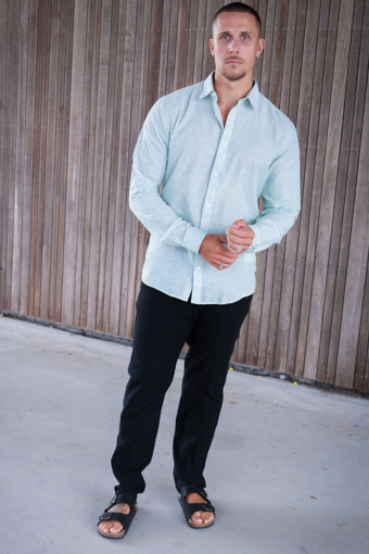 Caiden LS Linen Shirt Cashmere Blue
