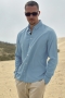 Solid Enea Allan Linen Shirt LS Chambray Blue