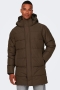 ONLY & SONS Carl Long Quilted Coat Hot Fudge